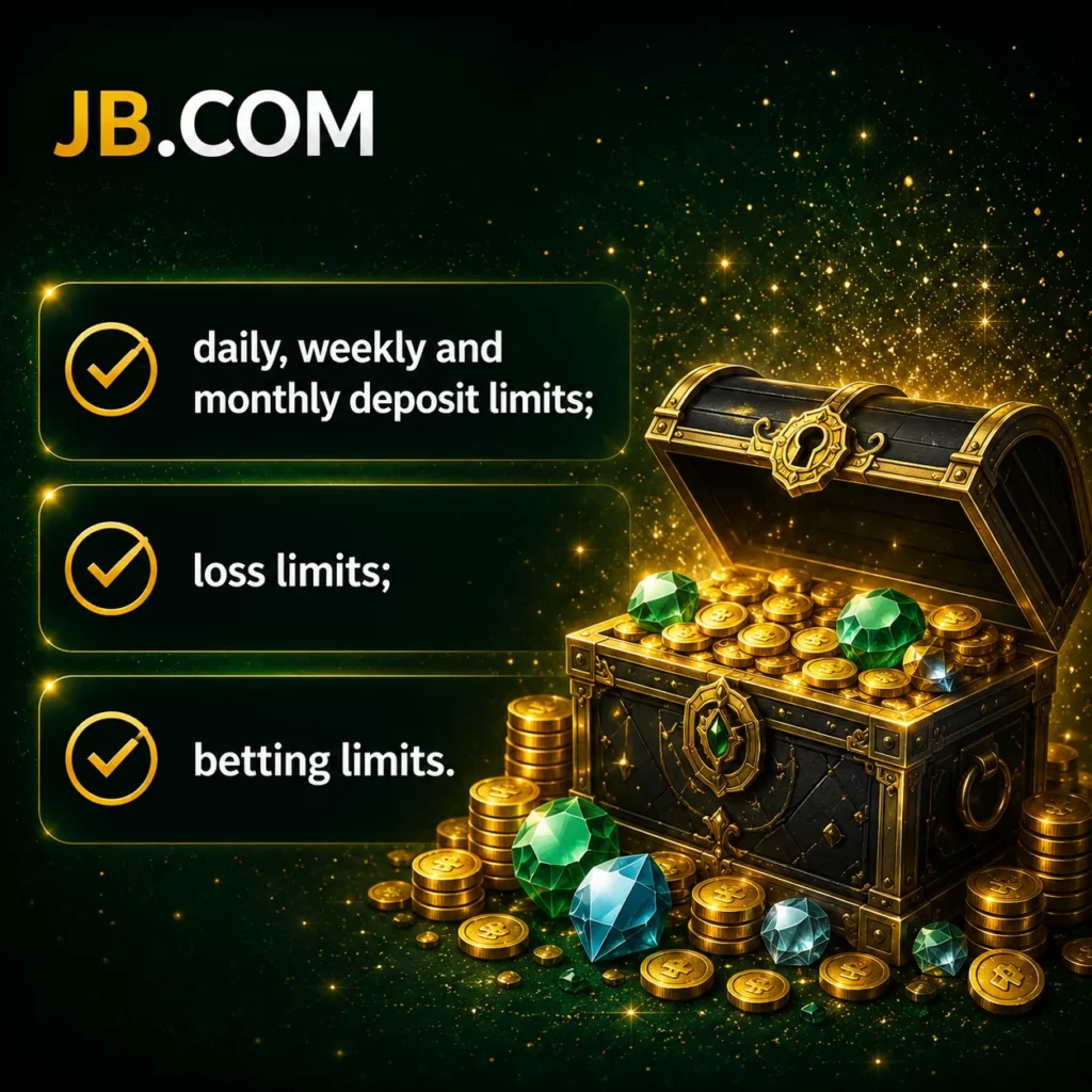 JB.COM responsible gaming with deposit, loss and betting limits.